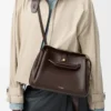 Sac Madrid moyen en cuir de veau souple marron foncé