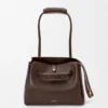 Sac Madrid moyen en cuir de veau souple marron foncé
