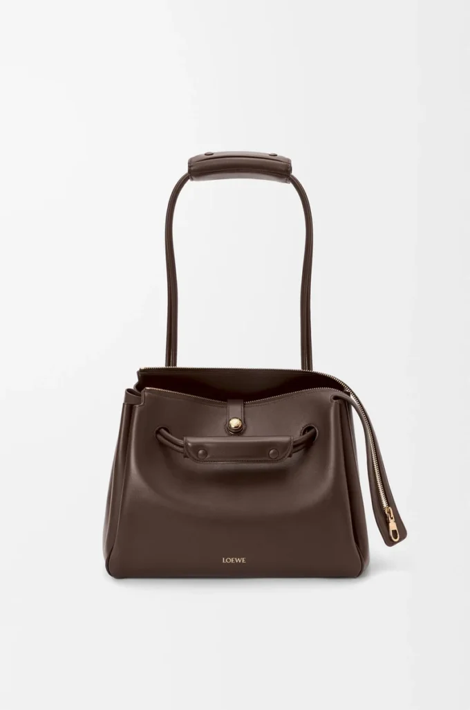Sac Madrid moyen en cuir de veau souple marron foncé