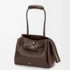 Sac Madrid moyen en cuir de veau souple marron foncé