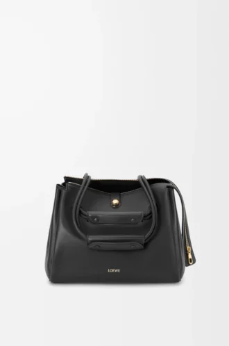 Sac Madrid moyen en cuir de veau souple noir
