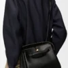 Sac Madrid moyen en cuir de veau souple noir