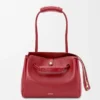 Sac Madrid moyen en cuir de veau souple rouge brûlé