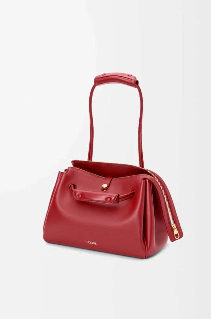 Sac Madrid moyen en cuir de veau souple rouge brûlé