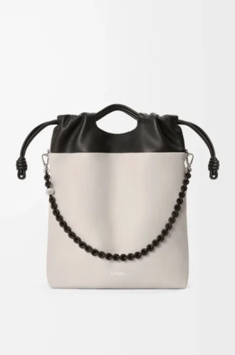 Sac à main Flamenco en cuir d&rsquo;agneau nappa moelleux Light Ghost/Black
