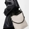 Sac à main Flamenco en cuir d&rsquo;agneau nappa moelleux Light Ghost/Black