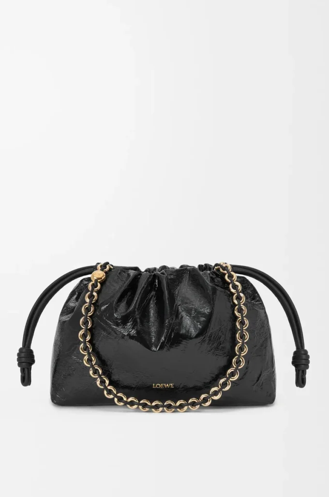 Sac à main Flamenco moyen en anguille noir