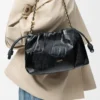 Sac à main Flamenco moyen en anguille noir