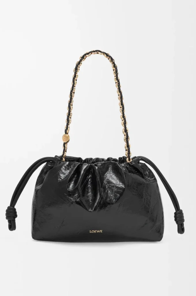 Sac à main Flamenco moyen en anguille noir