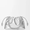 Sac à main Flamenco moyen en cuir d&rsquo;agneau laminé Argent