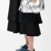 Sac à main Flamenco moyen en cuir d&rsquo;agneau laminé Argent