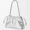 Sac à main Flamenco moyen en cuir d&rsquo;agneau laminé Argent