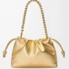 Sac à main Flamenco moyen en cuir d&rsquo;agneau laminé doré