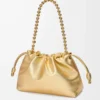 Sac à main Flamenco moyen en cuir d&rsquo;agneau laminé doré