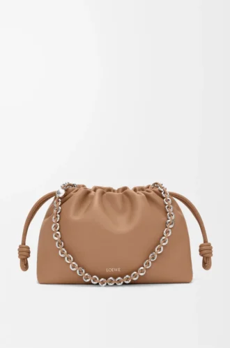 Sac à main Flamenco moyen en cuir d&rsquo;agneau nappa moelleux Mocha