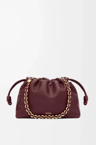 Sac à main Flamenco moyen en cuir d&rsquo;agneau nappa souple Dark Burgundy