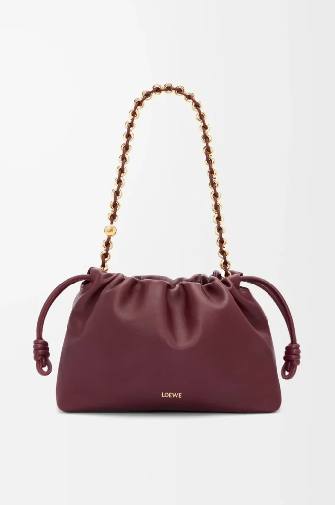 Sac à main Flamenco moyen en cuir d’agneau nappa souple Dark Burgundy Sac à main Flamenco moyen en cuir d’agneau nappa souple Dark Burgundy