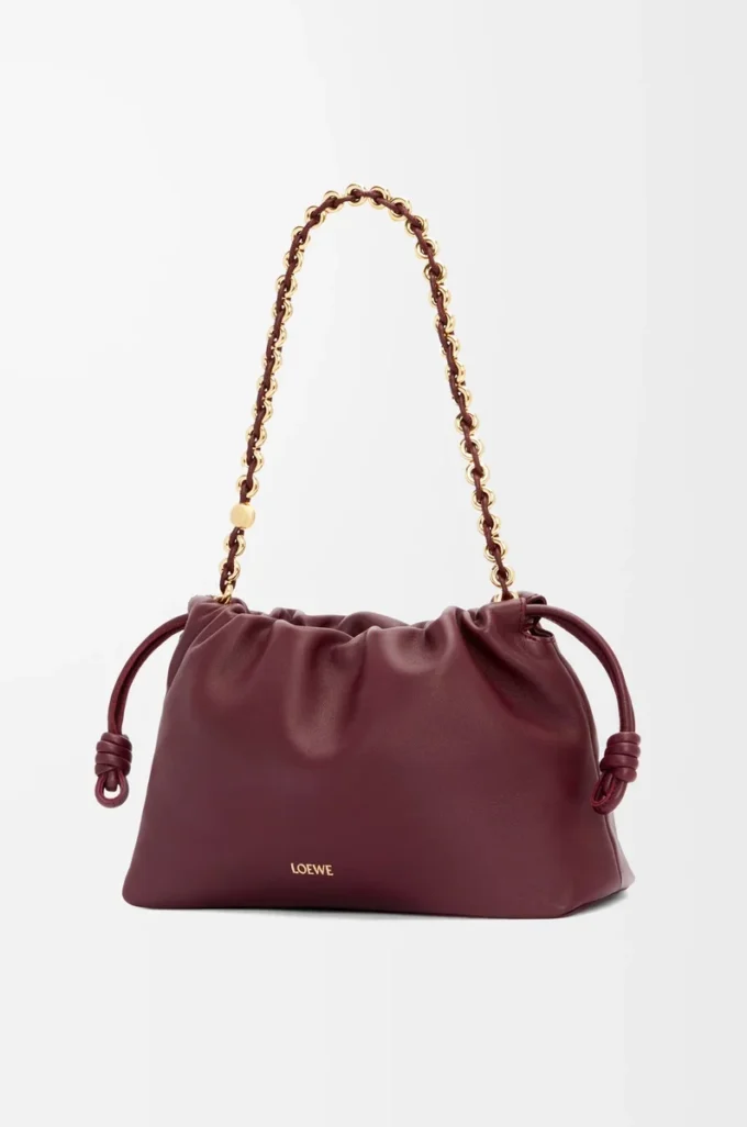Sac à main Flamenco moyen en cuir d’agneau nappa souple Dark Burgundy Sac à main Flamenco moyen en cuir d’agneau nappa souple Dark Burgundy
