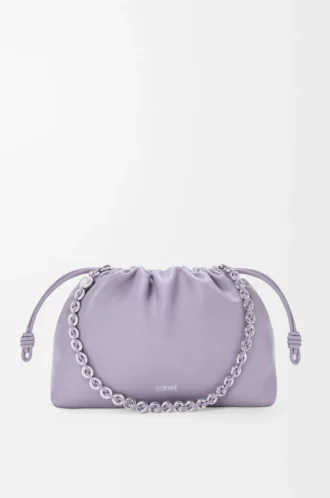 Sac à main Flamenco moyen en cuir d&rsquo;agneau nappa souple Mauve foncé