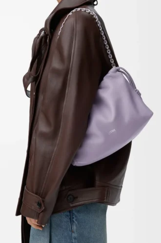 Sac à main Flamenco moyen en cuir d&rsquo;agneau nappa souple Mauve foncé