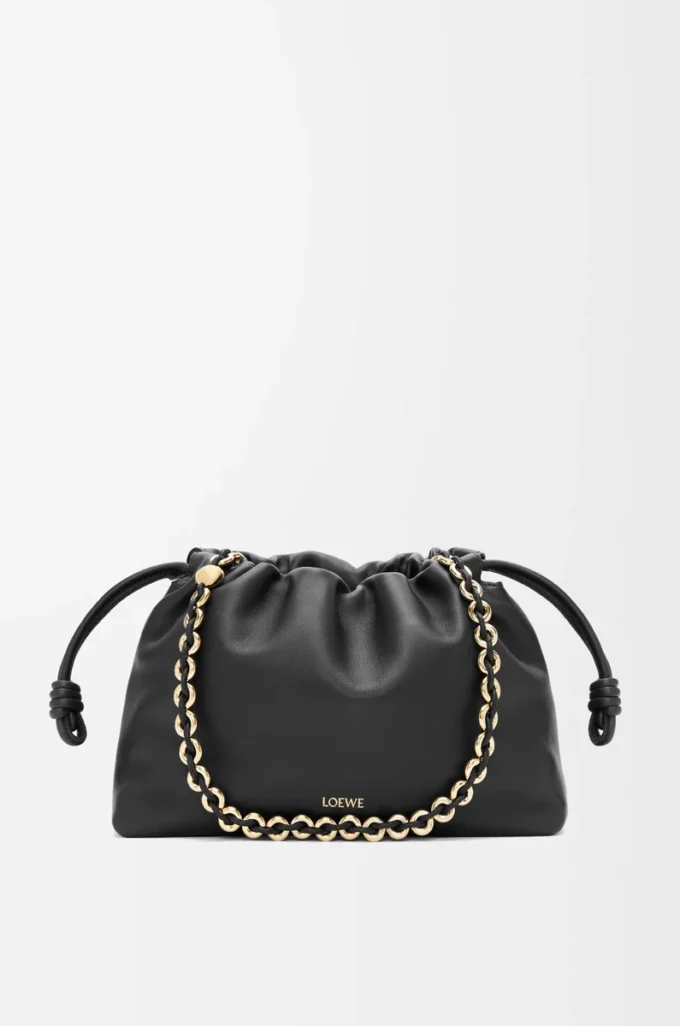 Sac à main Flamenco moyen en cuir d&rsquo;agneau nappa souple Noir