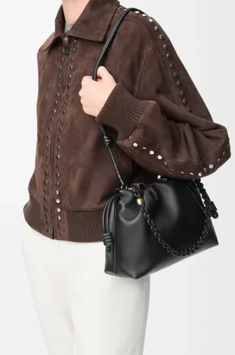 Sac à main Flamenco moyen en cuir d&rsquo;agneau nappa souple Noir