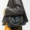 Sac à main Flamenco moyen en cuir d&rsquo;agneau nappa souple Noir