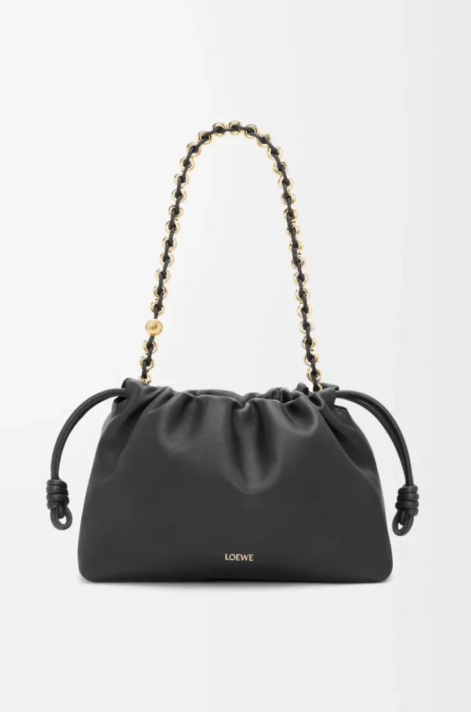 Sac à main Flamenco moyen en cuir d&rsquo;agneau nappa souple Noir