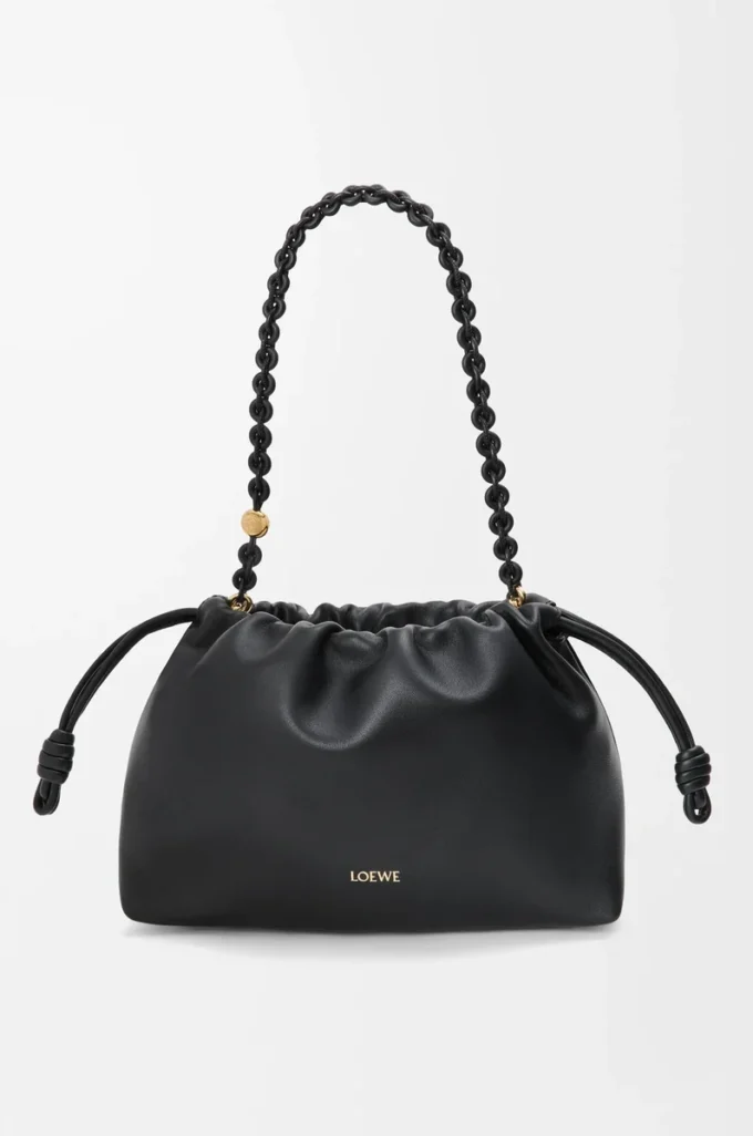 Sac à main Flamenco moyen en cuir d’agneau nappa souple Noir Sac à main Flamenco moyen en cuir d’agneau nappa souple Noir
