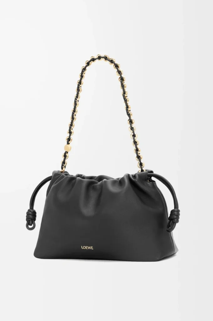 Sac à main Flamenco moyen en cuir d&rsquo;agneau nappa souple Noir