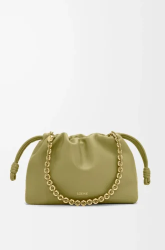 Sac à main Flamenco moyen en cuir d&rsquo;agneau nappa souple vert mousse clair