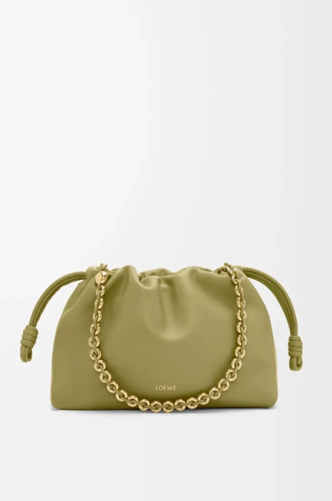 Sac à main Flamenco moyen en cuir d&rsquo;agneau nappa souple vert mousse clair