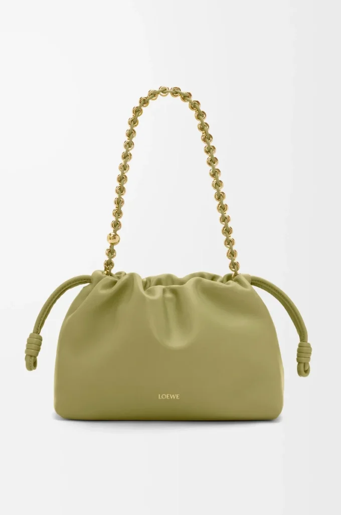 Sac à main Flamenco moyen en cuir d&rsquo;agneau nappa souple vert mousse clair