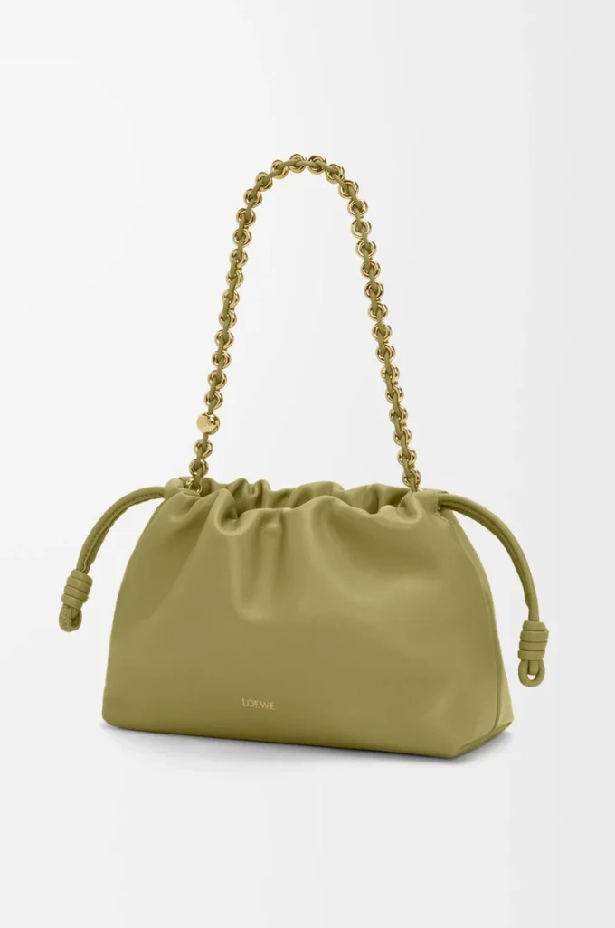 Sac à main Flamenco moyen en cuir d&rsquo;agneau nappa souple vert mousse clair