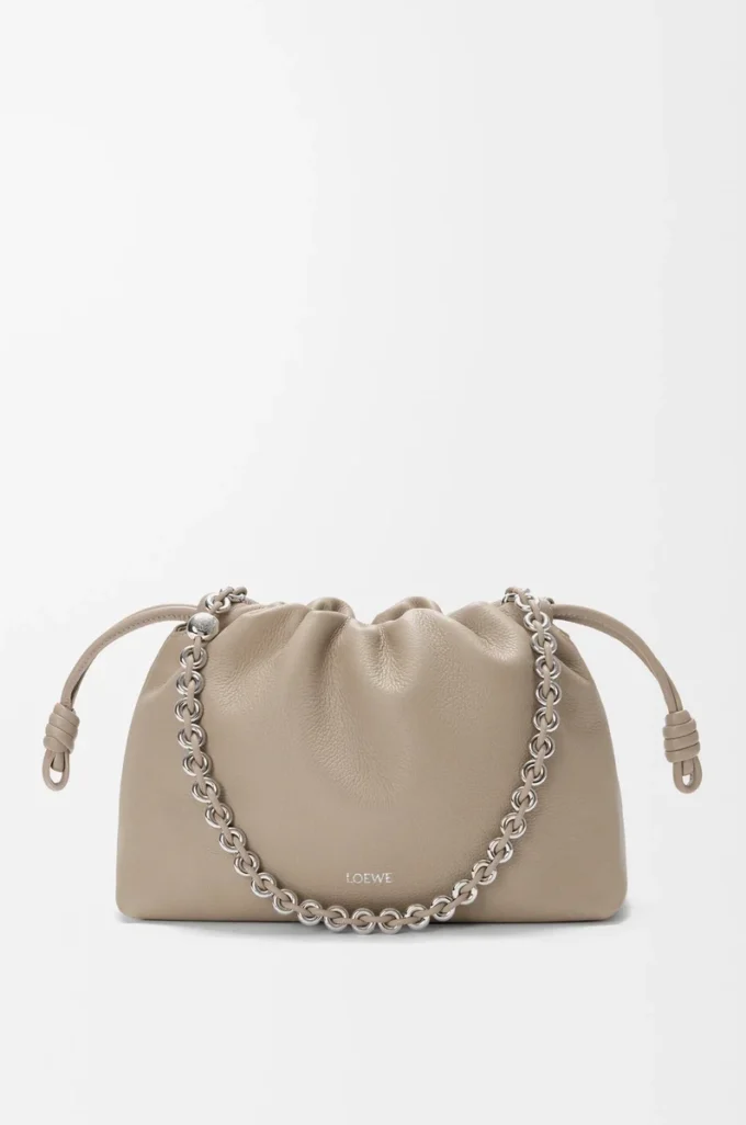 Sac à main Flamenco moyen en cuir de veau grainé fin Clay