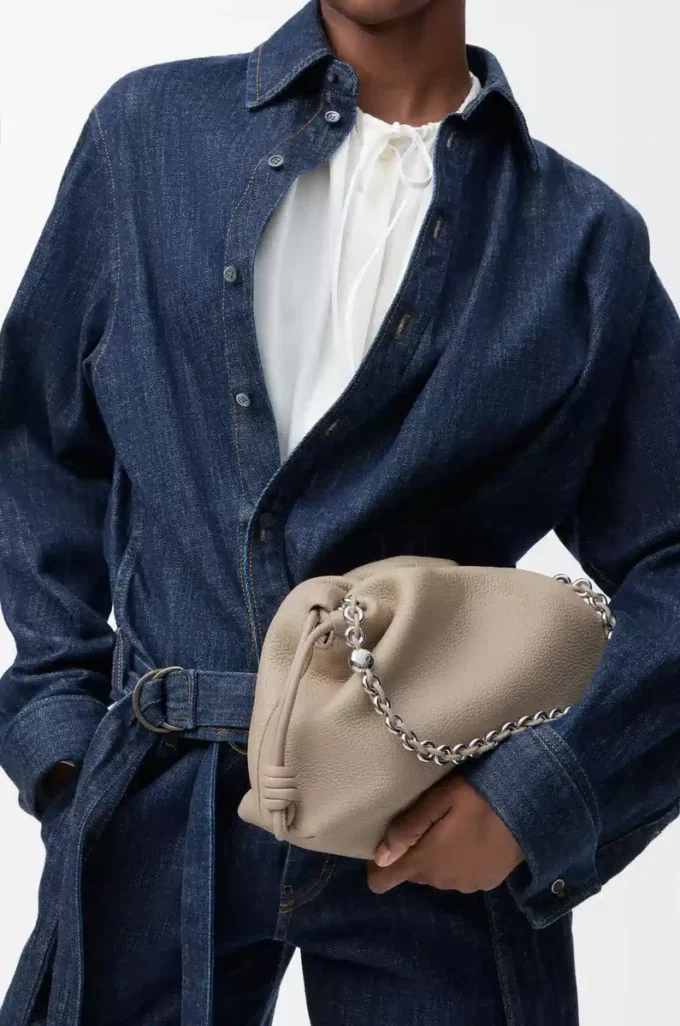 Sac à main Flamenco moyen en cuir de veau grainé fin Clay