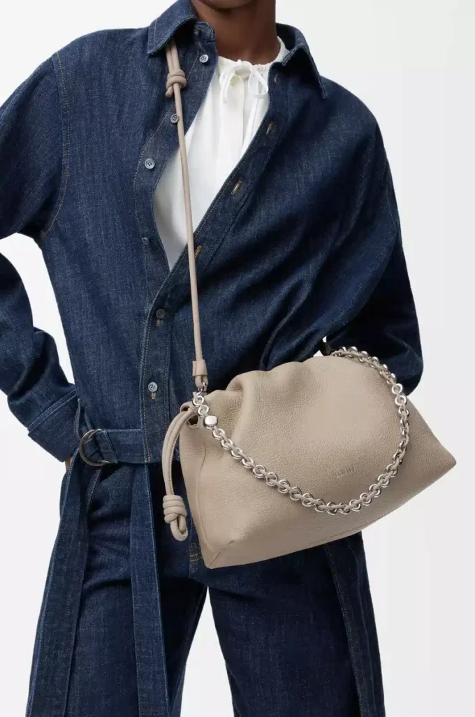 Sac à main Flamenco moyen en cuir de veau grainé fin Clay