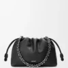 Sac à main Flamenco moyen en cuir de veau grainé fin Noir