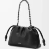 Sac à main Flamenco moyen en cuir de veau grainé fin Noir