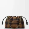 Sac à main Flamenco moyen en daim tartan beige/noir