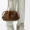 Sac à main Flamenco moyen en peau lainée imprimée Beige/Marron