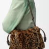 Sac à main Flamenco moyen en peau lainée imprimée Beige/Marron