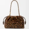 Sac à main Flamenco moyen en peau lainée imprimée Beige/Marron