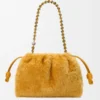 Sac à main Flamenco moyen en peau lainée Jaune