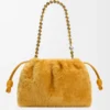 Sac à main Flamenco moyen en peau lainée Jaune