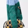 Sac à main Flamenco moyen en tricot jacquard Multicolore Bleu marine foncé