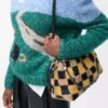 Sac à main Flamenco moyen en tricot jacquard Multicolore Bleu marine foncé