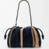 Sac à main Flamenco moyen en tricot jacquard Multicolore Bleu marine foncé