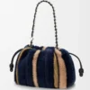 Sac à main Flamenco moyen en tricot jacquard Multicolore Bleu marine foncé