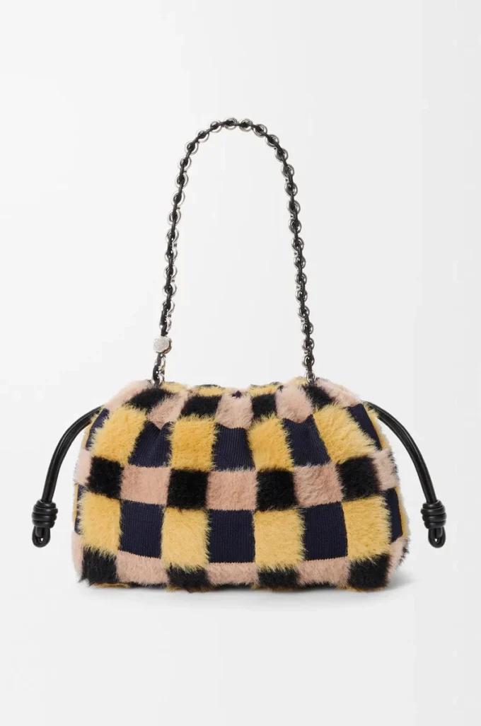 Sac à main Flamenco moyen en tricot jacquard Multicolore Bleu marine foncé